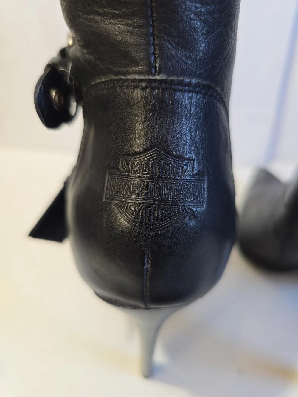 Harley Davidson Janelle Womens Black Knee-High Buckle Stiletto Boots Size 8.5 - Picture 10 of 15